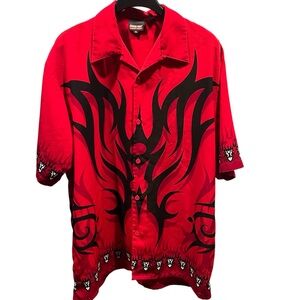 Silver Point Vintage Tribal Button Down Shirt Size XL Grunge 90’s All Over Print